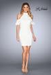Picture of: Ruffle Halter Top Dress with Tight Jersey Skirt in Ivory, Style: 25147, Detail Picture 12