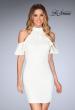 Picture of: Ruffle Halter Top Dress with Tight Jersey Skirt in Ivory, Style: 25147, Detail Picture 5