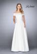 Picture of: Off The Shoulder Jacquard Gown With Small Sleeves in Ivory, Style: 24859, Detail Picture 1