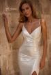 Picture of: Ruched Metallic Jersey Dress with Open Lace Up Back in Ivory , Style 32945, Main Picture