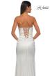 Picture of: Strapless Satin Evening Dress with Ruching and Lace Up Back in Ivory, Style: 32952, Detail Picture 8