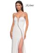 Picture of: Fabulous Jersey Dress with Rhinestones Lining the Top and HIgh Slit in Ivory , Style 32854, Detail Picture 13