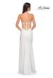 Picture of: Strapless Jersey Dress with Rhinestone Neckline and Slit Detail in Ivory , Style 32825, Detail Picture 14