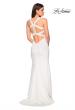 Picture of: Form Fitting Jersey Prom Dress with Side Leg Slit in Ivory, Style: 27479, Back Picture