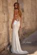 Picture of: Ruched Metallic Jersey Dress with Open Lace Up Back in Ivory , Style 32945, Back Picture