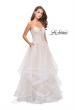 Picture of: Strapless Ruffle Tulle Ball Gown with Beaded Lace Bodice in Ivory, Style: 25515, Detail Picture 1