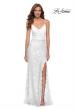 Picture of: Lace Long Dress with Scallop Detail on Skirt Slit in Ivory, Style 29939, Detail Picture 2