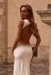 Picture of: Open Back Evening Dress with Rhinestone Embellished Sides and Back in Ivory , Style: 32922, Detail Picture 2