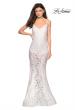 Picture of: Long Form Fitting Lace Prom Dress with Attached Shorts in Ivory, Style: 27584, Detail Picture 3