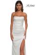Picture of: Strapless Satin Evening Dress with Ruching and Lace Up Back in Ivory, Style: 32952, Detail Picture 7