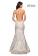 Picture of: Long Floral Mermaid Prom Dress with High Neckline in Ivory/Silver, Style: 27796, Main Picture