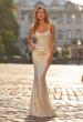 Picture of: Metallic Ruched Prom Dress with Strappy Open Back in Ivory Silver, Style: 33609, Main Picture