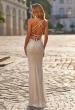 Picture of: Metallic Ruched Prom Dress with Strappy Open Back in Ivory Silver, Style: 33609, Detail Picture 1