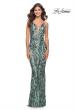 Picture of: Deep V Print Sequin Gown in Jade in Jade, Style: 31522, Main Picture