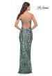 Picture of: Deep V Print Sequin Gown in Jade in Jade, Style: 31522, Back Picture