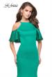 Picture of: Form Fitting Satin Mermaid Dress with Shoulder Cutouts in Jade, Style: 26145, Detail Picture 1