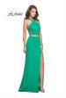 Picture of: Halter Two Piece Satin Prom Dress with Caged Back in Jade, Style: 26171, Detail Picture 1