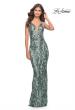 Picture of: Deep V Print Sequin Gown in Jade in Jade, Style: 31522, Detail Picture 1