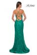 Picture of: Rhinestone Lace Embellished Prom Dress with High Side Slit in Bright Colors in Jade, Style: 32308, Detail Picture 2
