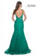 Picture of: Jewel Tone Long Mermaid Lace Dress with Back Rhinestone Detail in Jade, Style: 32315, Detail Picture 4