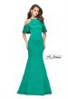 Picture of: Form Fitting Satin Mermaid Dress with Shoulder Cutouts in Jade, Style: 26145, Detail Picture 5