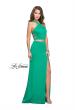 Picture of: Halter Two Piece Satin Prom Dress with Caged Back in Jade, Style: 26171, Detail Picture 6