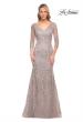 Picture of: Stunning Lace Beaded Gown with Illusion Sleeves in Purple, Style: 30044, Main Picture