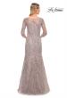 Picture of: Stunning Lace Beaded Gown with Illusion Sleeves in Purple, Style: 30044, Back Picture