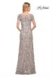 Picture of: Glamorous Beaded Lace Column Dress with Short Sleeves in Purple, Style: 30053, Back Picture