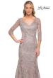 Picture of: Stunning Lace Beaded Gown with Illusion Sleeves in Purple, Style: 30044, Detail Picture 1