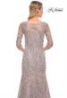 Picture of: Stunning Lace Beaded Gown with Illusion Sleeves in Purple, Style: 30044, Detail Picture 2
