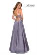 Picture of: V-Neck Satin Prom Dress with Lace Up Back in Lavender Gray, Style: 28628, Back Picture