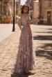 Picture of: Cap Sleeve Long Evening Gown with Lace Detailing, Style: 27854, Back Picture