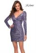 Picture of: Long Sequin Sequin Homecoming Dress with V-Neck in Lavender, Style: 29390, Main Picture