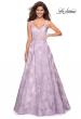 Picture of: Floral A Line Dress with Sheer Bodice and V Back in Lavender, Style: 27505, Main Picture
