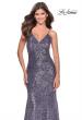 Picture of: Sequin Prom Gown With Drop Waist and V-Neckline in Lavender, Style: 28713, Main Picture