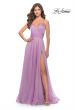 Picture of: Chiffon Prom Dress with Ruched Bodice and Slit in Lavender, Style: 30840, Main Picture