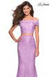 Picture of: Lace Two Piece Off the Shoulder Dress with Rhinestones in Lavender, Style: 27443, Detail Picture 8