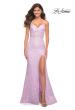 Picture of: Neon Lace Prom Gown With Sheer Bodice and Tie Up Back in Lavender, Detail Picture 8