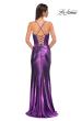 Picture of: Fitted Metallic Jersey Prom Dress with Corset Style Top in Lavender , Style 32877, Detail Picture 8