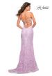 Picture of: Neon Lace Prom Gown With Sheer Bodice and Tie Up Back in Lavender, Detail Picture 9