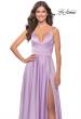 Picture of: A-Line Satin Gown with Ruched Bodice and V Neck in Lavender, Style: 31505, Detail Picture 10