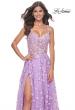 Picture of: Floral Embellished A-Line Dress with Bustier Illusion Top in Lavender, Style: 31996, Detail Picture 11