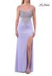 Picture of: Embroidered Corset Gown with Sheer Bodice and High Slit in Lavender, Style: 33783, Detail Picture 17