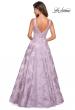 Picture of: Floral A Line Dress with Sheer Bodice and V Back in Lavender, Style: 27505, Back Picture
