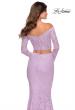 Picture of: Lace Sleeve Lace and Sequin Two Piece Prom Dress in Lavender, Style: 28666, Back Picture