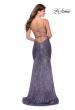 Picture of: Sequin Prom Gown With Drop Waist and V-Neckline in Lavender, Style: 28713, Back Picture