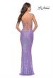 Picture of: Gorgeous Print Sequin Dress with Lace Up Back in Lavender, Style: 31390, Back Picture