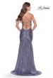 Picture of: Long Sequin Gown with Dramatic Flare Skirt and Slit in Bright Colors in Lavender, Style: 31431, Back Picture