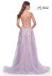 Picture of: Two Tone Tulle A-Line Prom Dress with Floral Beaded Detail in Lavender, Style: 32090, Back Picture
